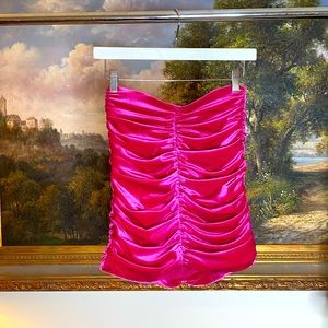 🎀 Hot Pink Magenta Velvet Ruched Tube Top 🎀